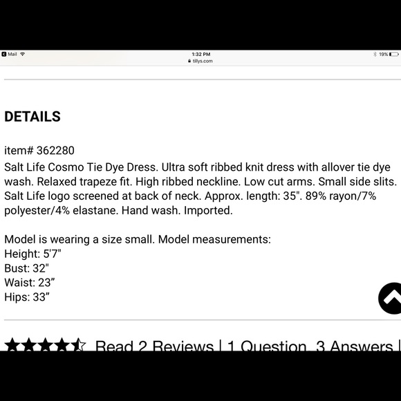 HP! NWT Salt Life Cosmo Tie Dye Dress - Picture 6 of 6